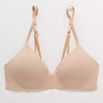 Aerie Real Happy Wireless Lightly Lined Bra Natural Sands