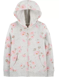 OshKosh | Kid Floral Logo Fleece Hoodie Color: Grey