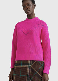 TH SOLID EYELET KNIT SWEATER Eccentric Magenta