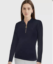 TH SLIM FIT LONG-SLEEVE ZIP POLO Desert Sky