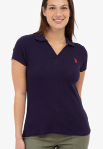 U.S. Polo Assn  SPLIT NECK RIBBED POLO SHIRT EVENING BLUE