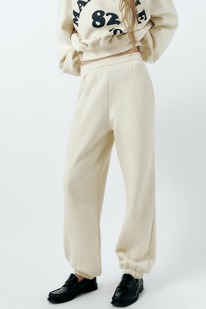 zara PANTALN JOGGER FELPA Crudo