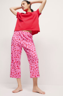 marksandspencer Cotton Rich Printed Pyjama Set Flame