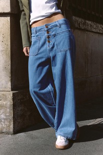 zara Z1975 HIGH-WAIST CULOTTE JEANS WITH BUTTONS