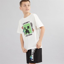 Mandmdirect MINECRAFT Boys T-Shirt And Shorts Set White/Black
