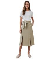 outlet46 romantischer Damen Sommer-Rock mit Bindegrtel aus reinem Leinen M