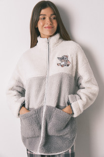 womensecret Womensecret Midi-Morgenmantel aus Lammfell-Lurex-Stoff Stitch